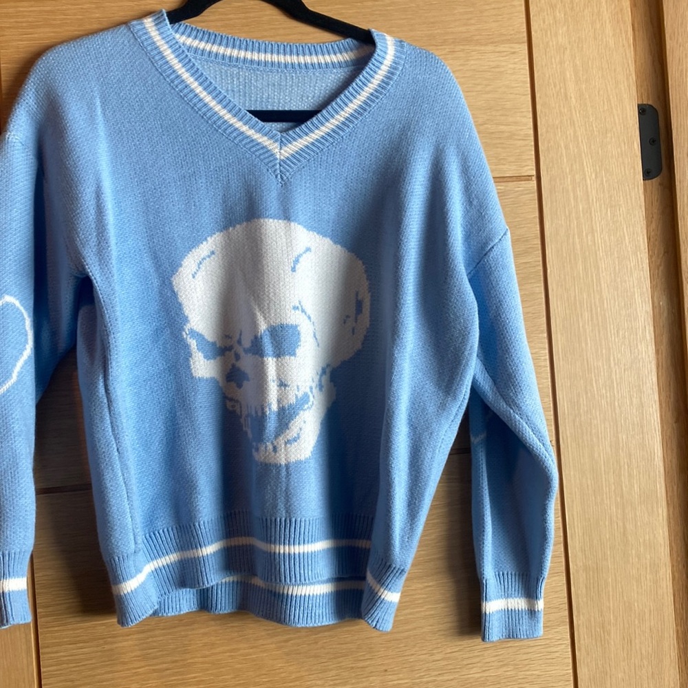 Blue skeleton sweater